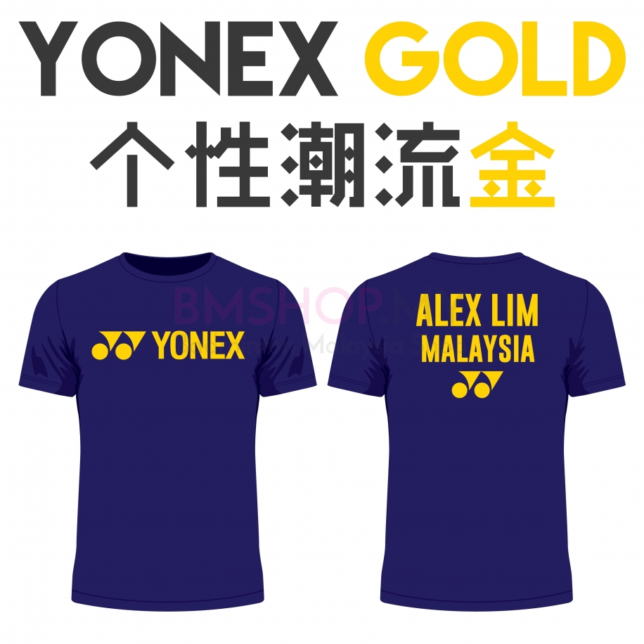 Yonex shirt - Yonex Gold, Navy (custom print)