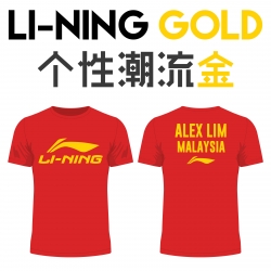 Li-Ning shirt - Li-Ning Gold, Red (custom print)
