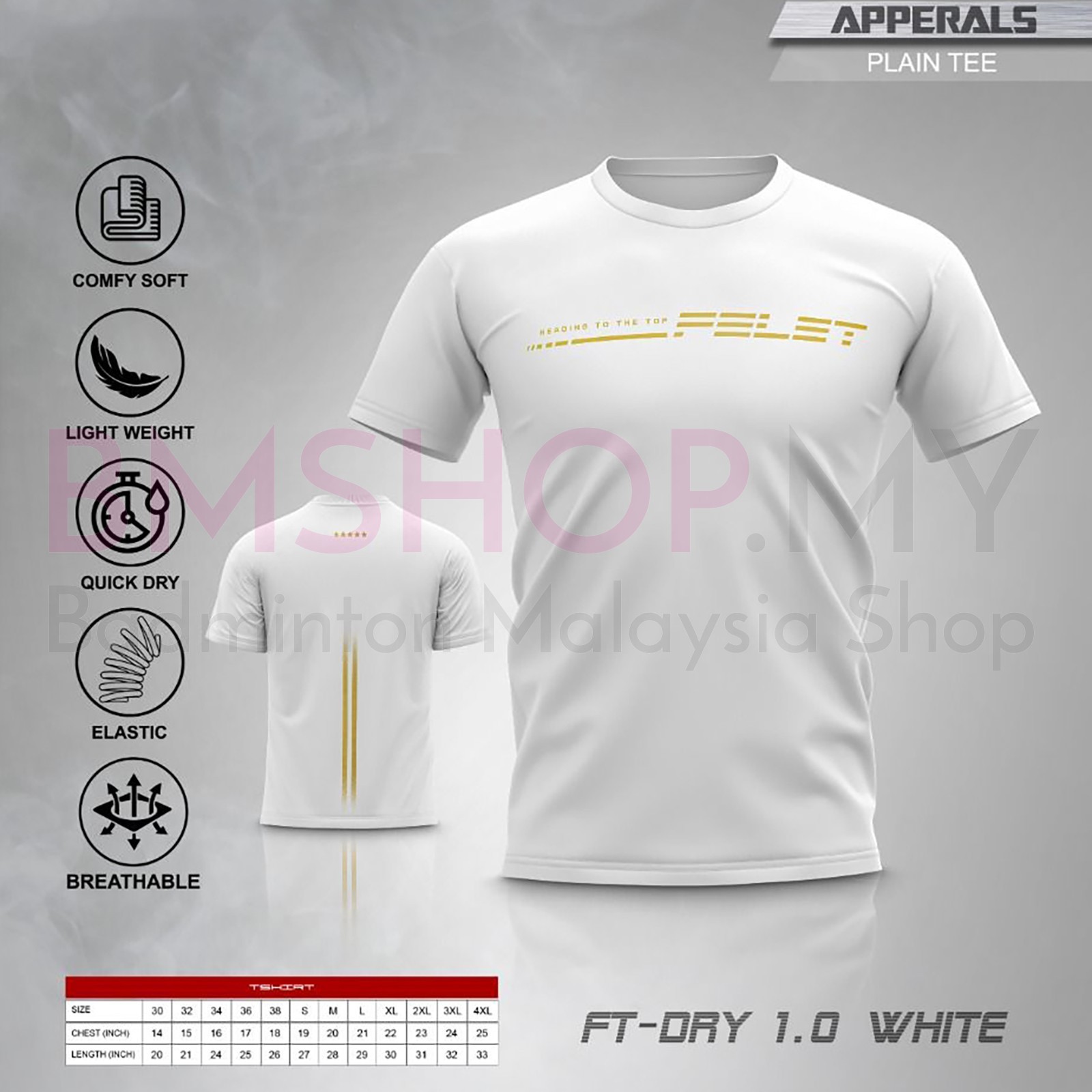 Felet Shirt FT-Dry 1.0 (White) - BMSHOP.MY