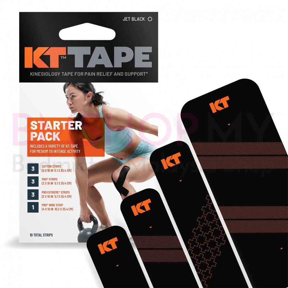 KT TAPE Starter Pack (Kinesiology Tape for Pain Relief and Support) - Black Color