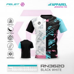 FELET Shirt RN3620 - Dry Fit Sportwear T-Shirt (Black White)