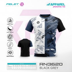 FELET Shirt RN3620 - Dry Fit Sportwear T-Shirt (Black Grey)