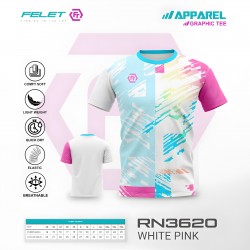 FELET Shirt RN3620 - Dry Fit Sportwear T-Shirt (White Pink)