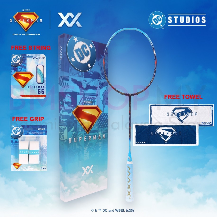 MAXX Superman Collection Badminton Racket (Free Superman Edition String, Grip & Towel)