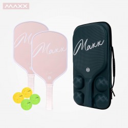 MAXX Pickleball Paddle Lush - Duo Pack (2 Paddles, 4 Balls & Paddle Case) - Peach Color