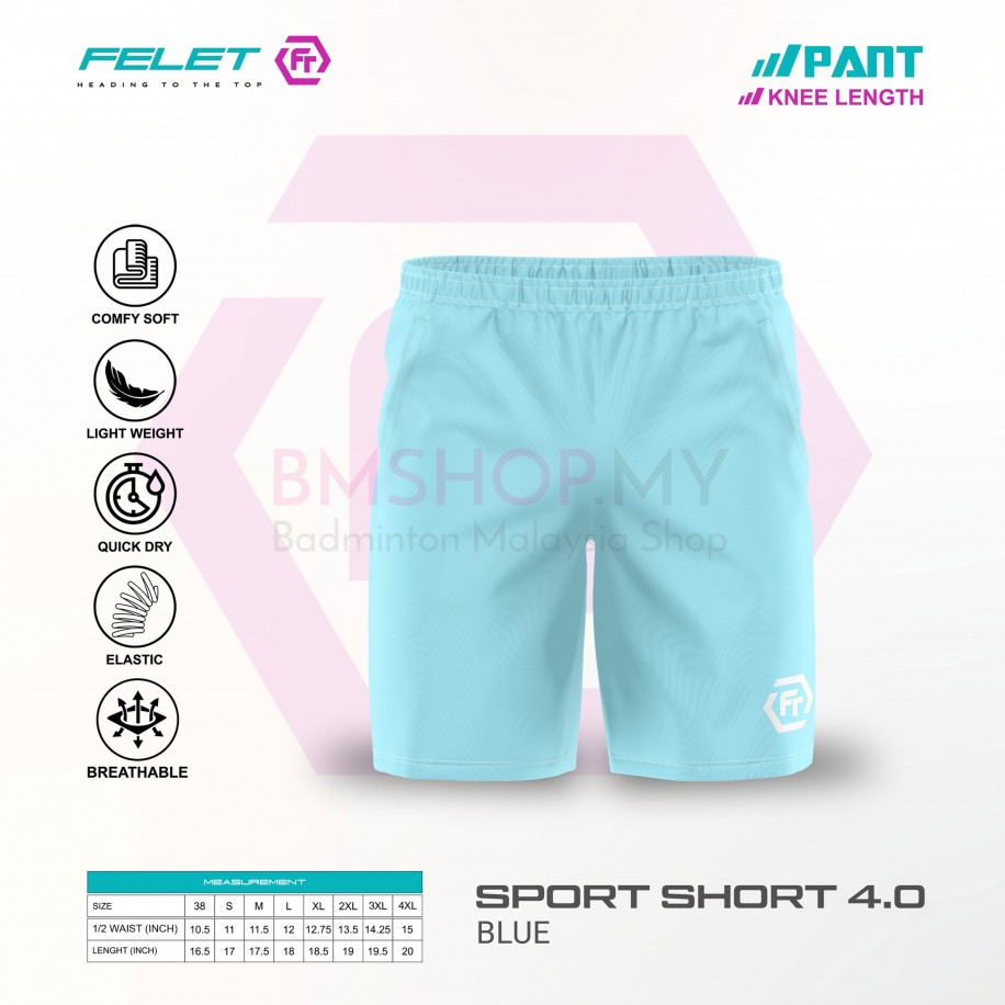FELET Pant Sport Short 4.0 Badminton Pant Black