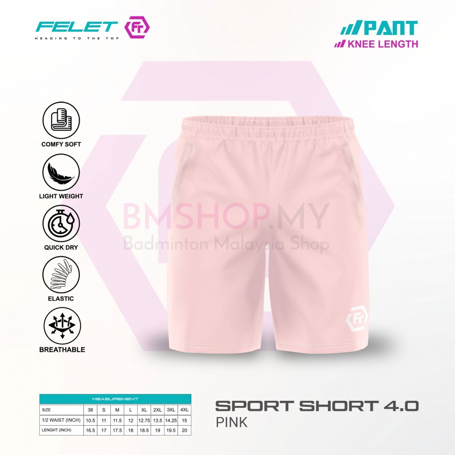 FELET Pant Sport Short 4.0 Badminton Pant Black