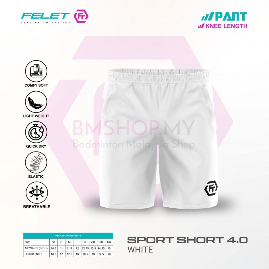FELET Pant Sport Short 4.0 Badminton Pant Black