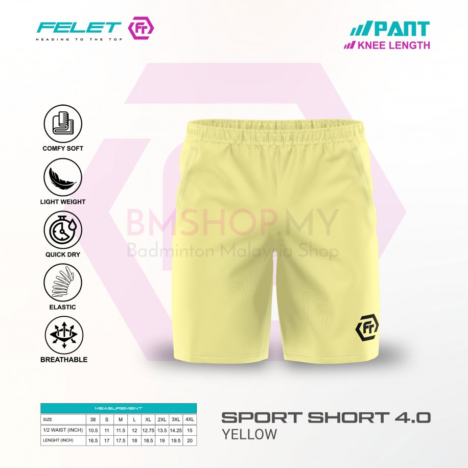 FELET Pant Sport Short 4.0 Badminton Pant Black