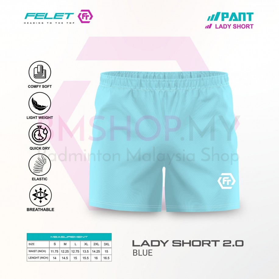 FELET Pant Lady Short 2.0 Badminton Pant Black