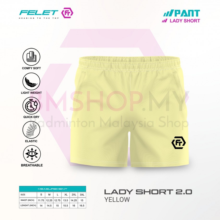 FELET Pant Lady Short 2.0 Badminton Pant Black