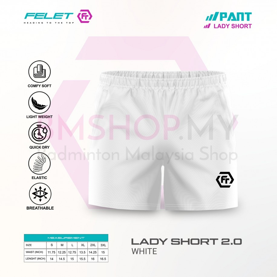 FELET Pant Lady Short 2.0 Badminton Pant Black