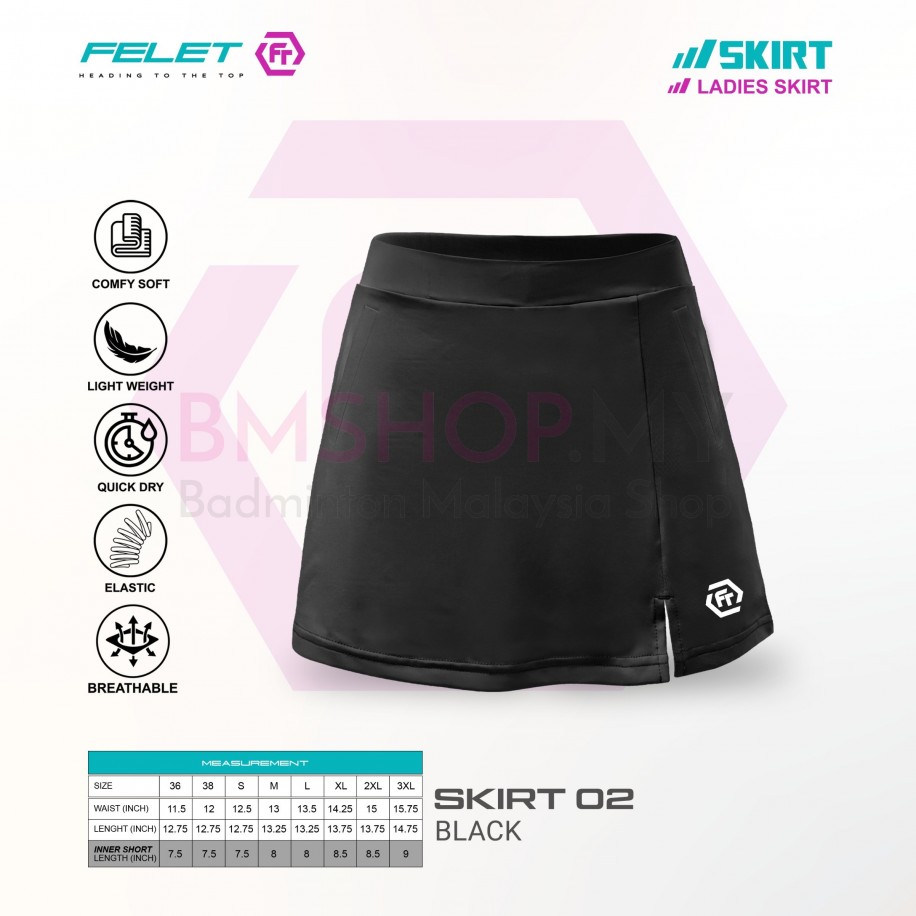 FELET Skirt 02 Badminton Skirt Black