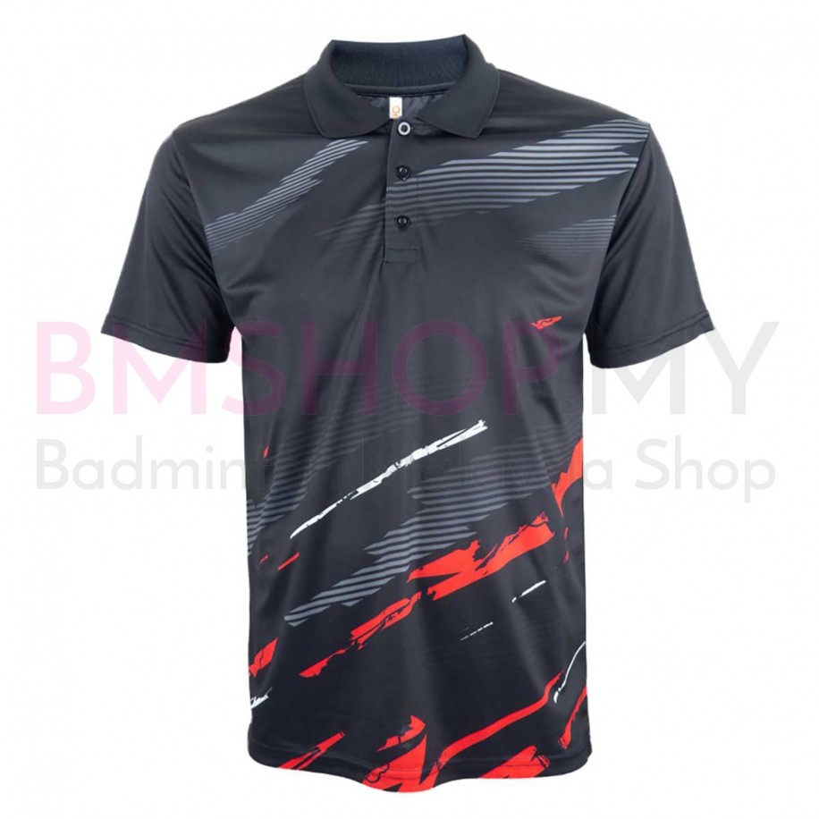 OREN SPORT Shirt QD76 Unisex Collar Quick Dry Short Sleeve Sublimation Polo - Black
