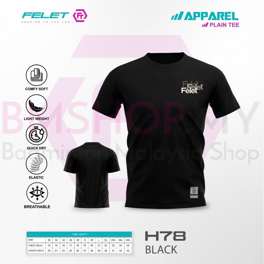 FELET Shirt Round Neck H78 (Black Color)