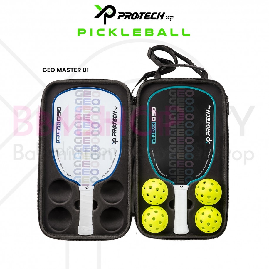 Protech ProtechXP Pickleball Paddle GEO MASTER (Black White 01)(2 Paddle/4 Ball/1 Sling Cover)(16mm)