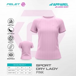 FELET Shirt Lady Sports Dry Fit Quick Dry Women Badminton Shirt Breathable Gym Running Fitness Activewear-Pink