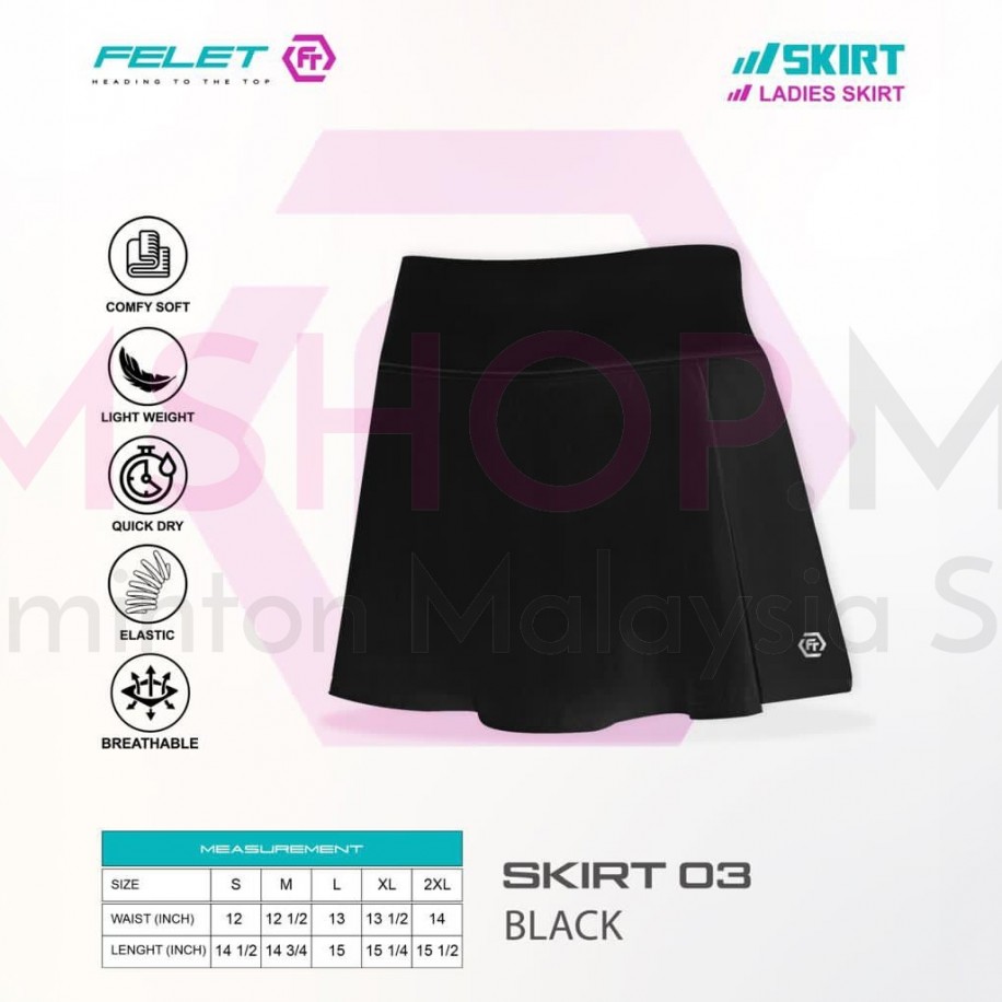 FELET Skirt 03 Badminton Skirt Black
