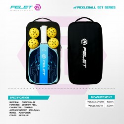 FELET Pickleball Azu Power Paddle Set (Free cover+4 pickleball+ 2 paddle) Sky Blue