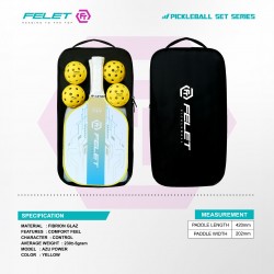 FELET Pickleball Azu Power Paddle Set (Free cover+4 pickleball+ 2 paddle) Yellow