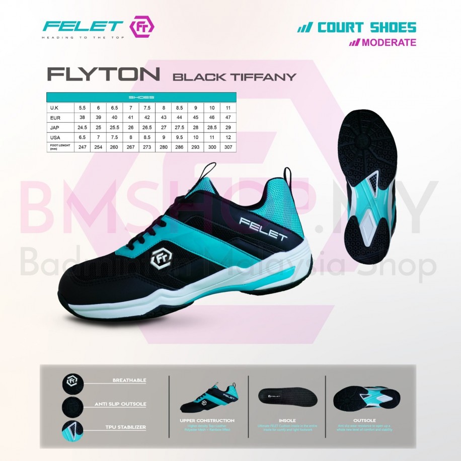 Felet Badminton Shoes Flyton Black Tiffany