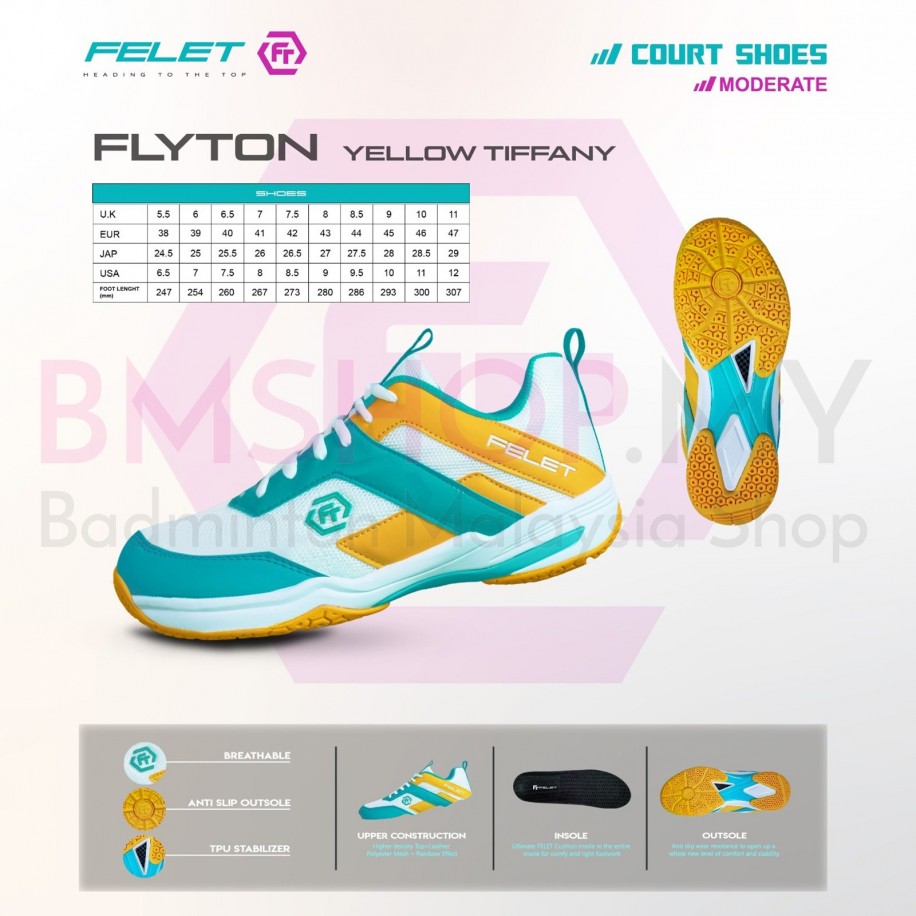 Felet Badminton Shoes Flyton Yellow Tiffany