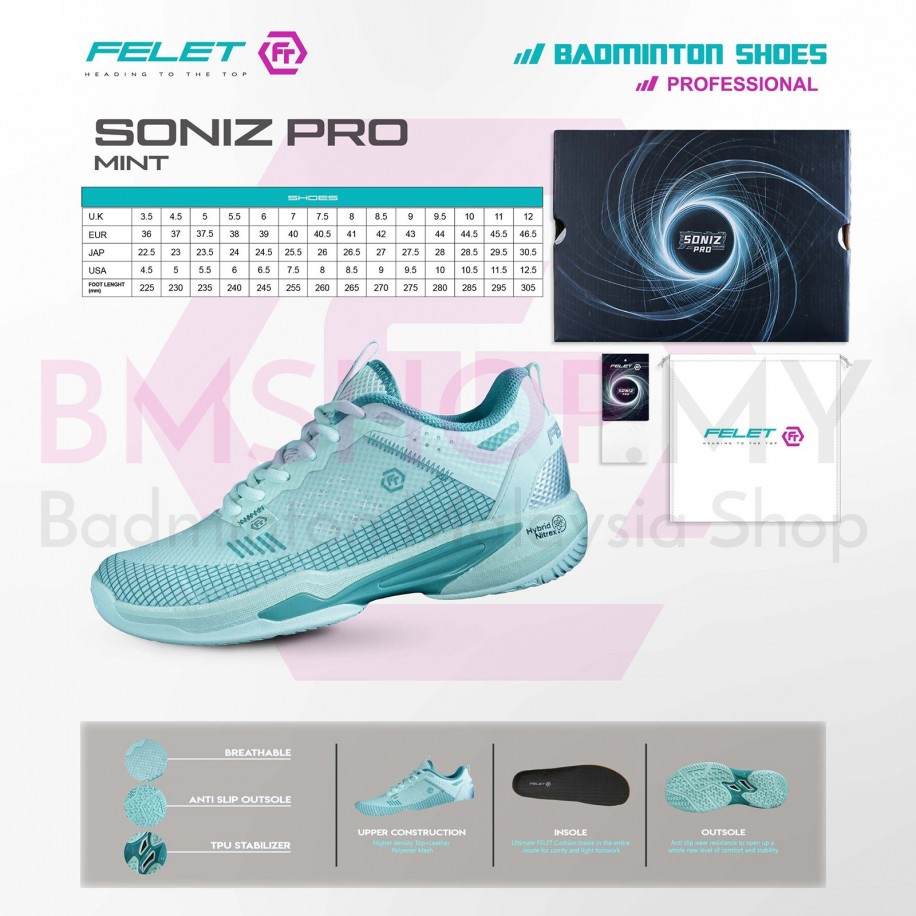 Felet Badminton Shoes Soniz Pro Mint