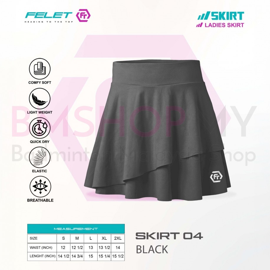 FELET Skirt 04 Badminton Skirt- Black