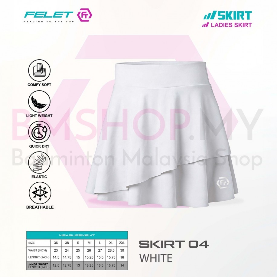 FELET Skirt 04 Badminton Skirt- White