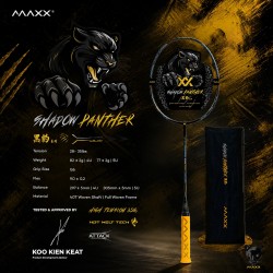 MAXX Racket Shadow Panther (Hot Melt Tech & Maximum Tension 35lbs, Free Bag Cover, Free Stringing Service & AC102 Grip)
