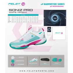 Felet Badminton Shoes Soniz Pro- White Tiffany