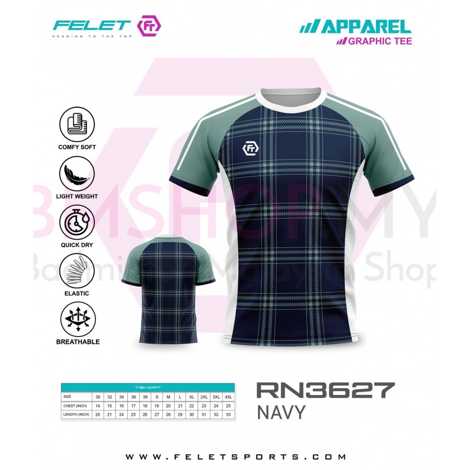 FELET Shirt RN3627 Jersey- Navy